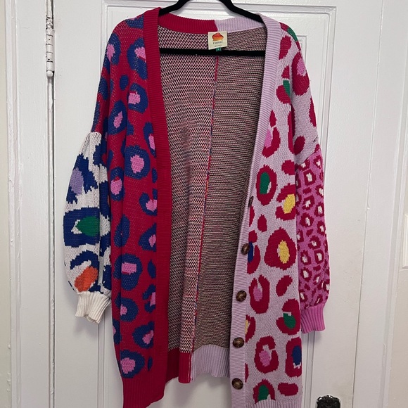 FARM Rio Sweaters - FARM Rio Colorful Leopard Pattern Open-Front Cardigan Sweater - Multi